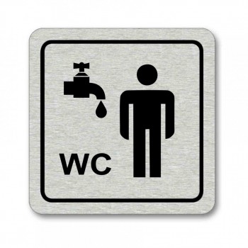 Kokardy.cz ® Piktogram WC muži s umývárnou stříbro