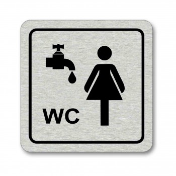 Kokardy.cz ® Piktogram WC ženy s umývárnou stříbro