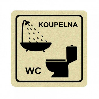 Kokardy.cz ® Piktogram WC s koupelnou zlato