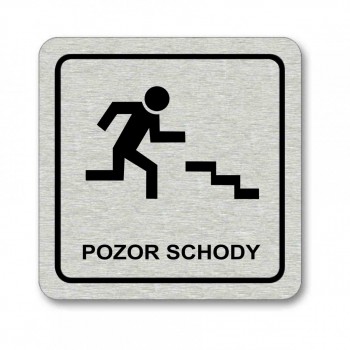 Kokardy.cz ® Piktogram pozor schody stříbro