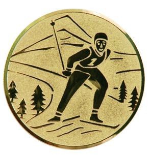 Kokardy.cz ® Emblém lyžování běžky zlato 25 mm