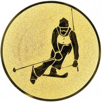 Kokardy.cz ® Emblém lyžování sjezd - slalom zlato 25 mm
