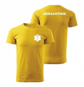Kokardy.cz ® Tričko ZDRAVOTNÍK žluté s bílým potiskem - XL pánské