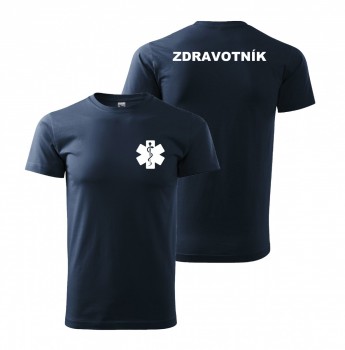 Kokardy.cz ® Tričko ZDRAVOTNÍK námořní modrá s bílým potiskem - XS pánské