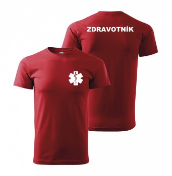 Kokardy.cz ® Tričko ZDRAVOTNÍK červené s bílým potiskem - XXXL pánské