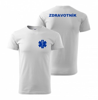 Kokardy.cz ® Tričko ZDRAVOTNÍK bílé s modrým potiskem - XL pánské