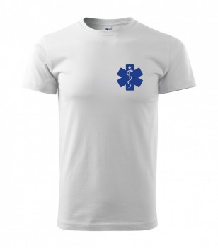 Kokardy.cz ® Tričko pro zdravotníka D15 bílé s modrým potiskem - XL pánské