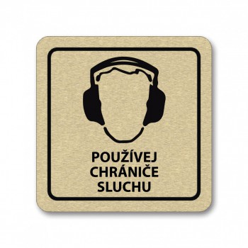 Kokardy.cz ® Piktogram Používej chrániče sluchu zlato