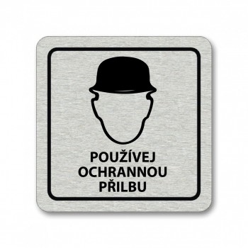 Kokardy.cz ® Piktogram Používej ochrannu přilbu stříbro