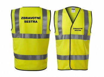 Kokardy.cz ® Reflexní vesta žlutá Zdravotní sestra s černým potiskem - XXL unisex