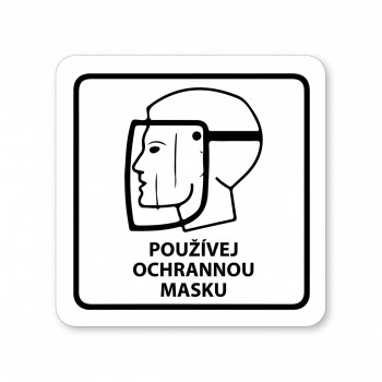 Kokardy.cz ® Piktogram Používej ochrannou masku bílý hliník