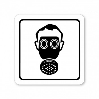 Kokardy.cz ® Piktogram Respirátor/Plynová maska bílý hliník