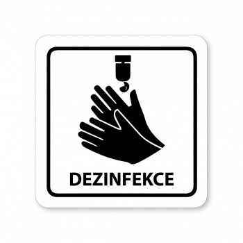 Kokardy.cz ® Piktogram Dezinfekce rukou bílý hliník