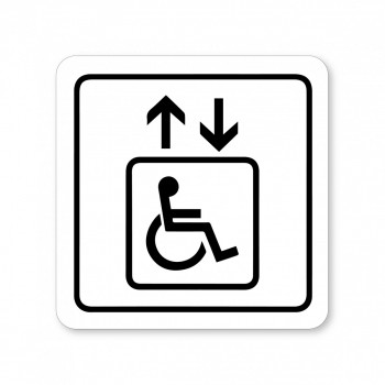 Kokardy.cz ® Piktogram Výtah pro invalidy bílý hliník