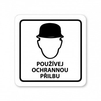 Kokardy.cz ® Piktogram Používej ochrannu přilbu bílý hliník