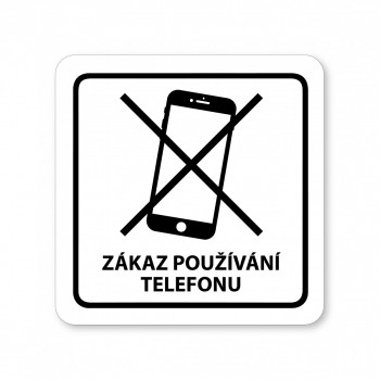 Kokardy.cz ® Piktogram Zákaz telefonu 2 bílý hliník