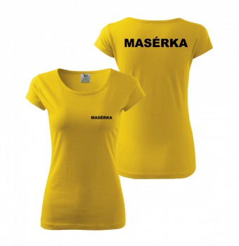 Kokardy.cz ® Tričko MASÉRKA žluté s černým potiskem - XL dámské