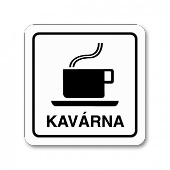 Kokardy.cz ® Piktogram kavárna bílý hliník