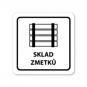 Kokardy.cz ® Piktogram sklad zmetků bílý hliník