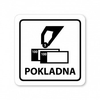 Kokardy.cz ® Piktogram pokladna bílý hliník