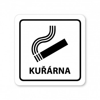 Kokardy.cz ® Piktogram kuřárna bílý hliník
