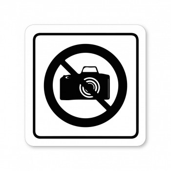 Kokardy.cz ® Piktogram zákaz fotografování bílý hliník