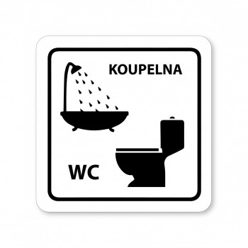 Kokardy.cz ® Piktogram WC s koupelnou bílý hliník