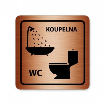 Kokardy.cz ® Piktogram WC s koupelnou bronz