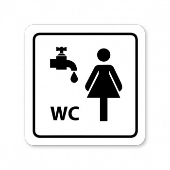 Kokardy.cz ® Piktogram WC ženy s umývárnou bílý hliník