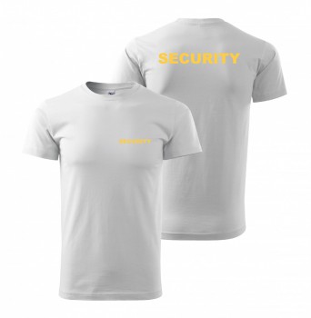 Kokardy.cz ® Tričko SECURITY bílé se žlutým potiskem - XL pánské