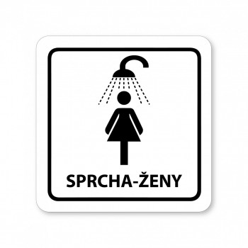 Kokardy.cz ® Piktogram Sprcha-ženy bílý hliník