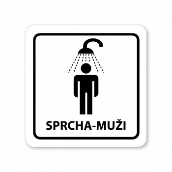Kokardy.cz ® Piktogram Sprcha-muži bílý hliník