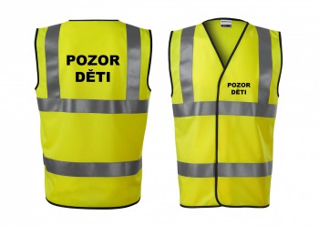 Kokardy.cz ® Reflexní vesta žlutá Pozor děti - M unisex