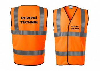 Kokardy.cz ® Reflexní vesta oranžová Revizní technik - M unisex