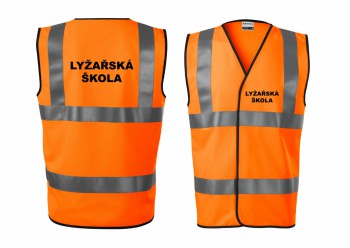 Kokardy.cz ® Reflexní vesta oranžová Lyžařská škola - M unisex