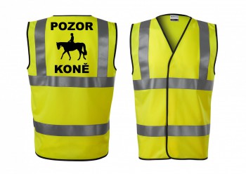 Kokardy.cz ® Reflexní vesta žlutá Pozor koně - M unisex