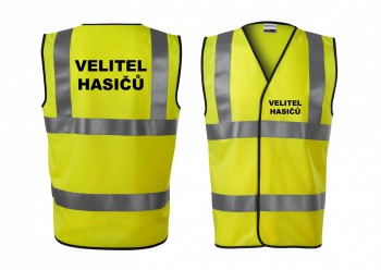 Kokardy.cz ® Reflexní vesta žlutá Velitel hasičů - XXL unisex