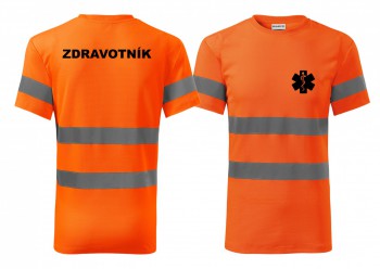 Kokardy.cz ® Reflexní tričko oranžová Zdravotník černý potisk - XXL pánské