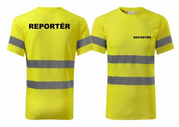 Kokardy.cz ® Reflexní tričko žlutá Reportér - M pánské