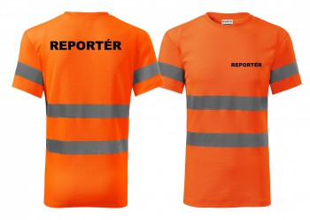 Kokardy.cz ® Reflexní tričko oranžová Reportér - M pánské
