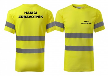 Kokardy.cz ® Reflexní tričko žlutá Hasiči-Zdravotník - M pánské