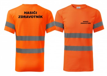 Kokardy.cz ® Reflexní tričko oranžová Hasiči-Zdravotník - S pánské