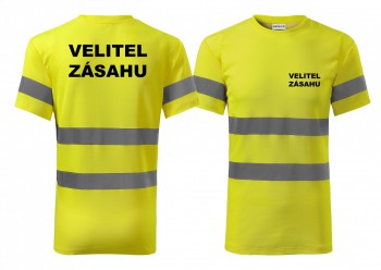 Kokardy.cz ® Reflexní tričko žlutá Velitel zásahu - M pánské
