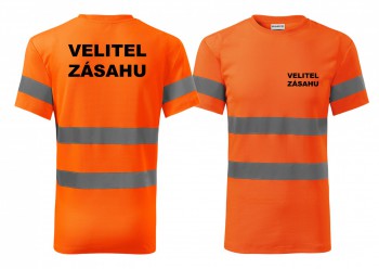 Kokardy.cz ® Reflexní tričko oranžová Velitel zásahu - M pánské
