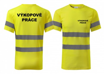 Kokardy.cz ® Reflexní tričko žlutá Výkopové práce - M pánské