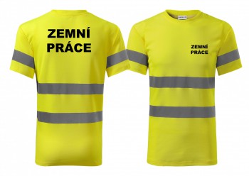 Kokardy.cz ® Reflexní tričko žlutá Zemní práce - XL pánské
