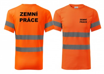 Kokardy.cz ® Reflexní tričko oranžová Zemní práce - L pánské