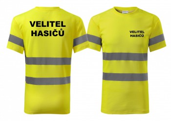 Kokardy.cz ® Reflexní tričko žlutá Velitel hasičů - XXXL pánské