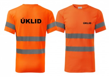 Kokardy.cz ® Reflexní tričko oranžová Úklid - L pánské