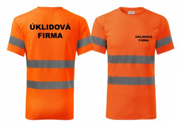Kokardy.cz ® Reflexní tričko oranžová Úklidová firma - L pánské